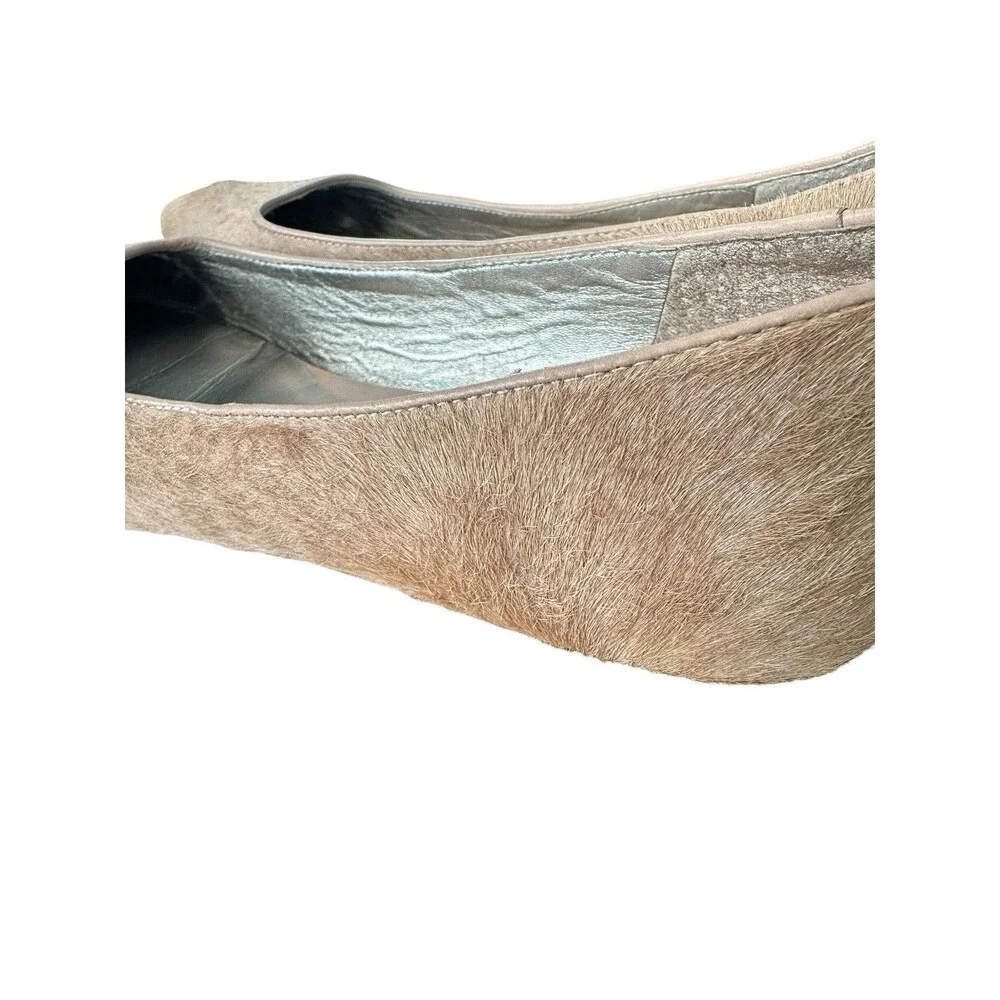 Diane von Furstenberg DVF Camel Calf Hair Ballet Flats Tan Sz 7.5 M Brazil